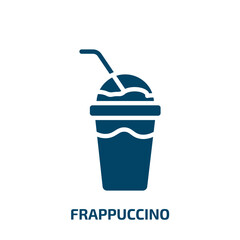 frappuccino icon from drinks collection. Filled frappuccino, mocha, coffee glyph icons isolated on white background. Black vector frappuccino sign, symbol for web design and mobile apps