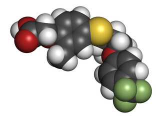 Seladelpar drug molecule, 3D rendering.