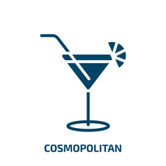 cosmopolitan icon from drinks collection. Filled cosmopolitan, bar, alcohol glyph icons isolated on white background. Black vector cosmopolitan sign, symbol for web design and mobile apps