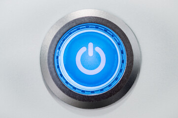 Blue tuned power button glowing