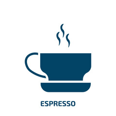 espresso icon from drinks collection. Filled espresso, drink, breakfast glyph icons isolated on white background. Black vector espresso sign, symbol for web design and mobile apps