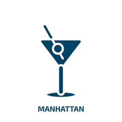 manhattan icon from drinks collection. Filled manhattan, city, american glyph icons isolated on white background. Black vector manhattan sign, symbol for web design and mobile apps