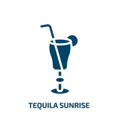 tequila sunrise icon from drinks collection. Filled tequila sunrise, bar, cocktail glyph icons isolated on white background. Black vector tequila sunrise sign, symbol for web design and mobile apps