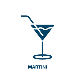 martini icon from drinks collection. Filled martini, bar, alcohol glyph icons isolated on white background. Black vector martini sign, symbol for web design and mobile apps