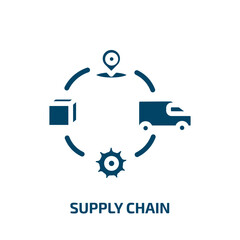 supply chain icon from delivery and logistic collection. Filled supply chain, business, transportation glyph icons isolated on white background. Black vector supply chain sign, symbol for web design