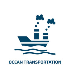 Obraz premium ocean transportation icon from delivery and logistic collection. Filled ocean transportation, ocean, transport glyph icons isolated on white background. Black vector ocean transportation sign, symbol