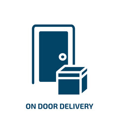 on door delivery icon from delivery and logistic collection. Filled on door delivery, delivery, package glyph icons isolated on white background. Black vector on door delivery sign, symbol for web