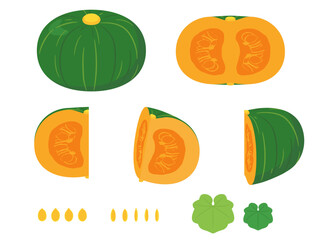 野菜イラスト　バラエティセット　カボチャ.