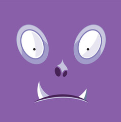 Purple monster face icon. Funny shocked emoji