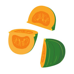 野菜イラスト　1／4カットのカボチャ.