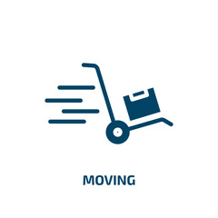 moving icon from delivery and logistic collection. Filled moving, move, delivery glyph icons isolated on white background. Black vector moving sign, symbol for web design and mobile apps