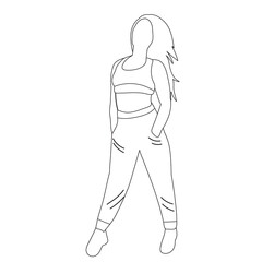 woman, girl sketch ,contour on white background
