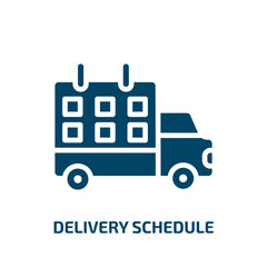 delivery schedule icon from delivery and logistic collection. Filled delivery schedule, delivery, schedule glyph icons isolated on white background. Black vector delivery schedule sign, symbol for web