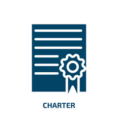 charter icon from delivery and logistic collection. Filled charter, plane, aviation glyph icons isolated on white background. Black vector charter sign, symbol for web design and mobile apps