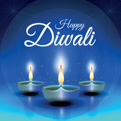 Happy Diwali Diya Vector Festival Banner Decorative Deepavali Background