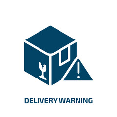 delivery warning icon from delivery and logistic collection. Filled delivery warning, delivery, shipping glyph icons isolated on white background. Black vector delivery warning sign, symbol for web