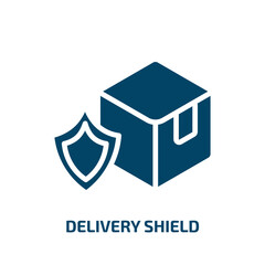 delivery shield icon from delivery and logistic collection. Filled delivery shield, shipping, shield glyph icons isolated on white background. Black vector delivery shield sign, symbol for web design