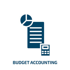 budget accounting icon from cryptocurrency collection. Filled budget accounting, accounting, profit glyph icons isolated on white background. Black vector budget accounting sign, symbol for web design