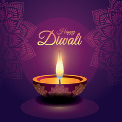Happy Diwali Diya Vector Festival Banner Decorative Deepavali Background