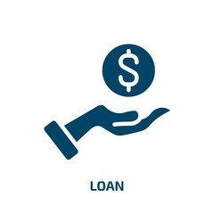 loan icon from cryptocurrency collection. Filled loan, business, buy glyph icons isolated on white background. Black vector loan sign, symbol for web design and mobile apps