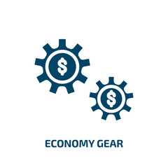 economy gear icon from cryptocurrency collection. Filled economy gear, economy, business glyph icons isolated on white background. Black vector economy gear sign, symbol for web design and mobile apps