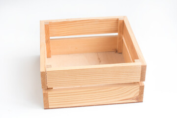 wooden box. A box on a white background