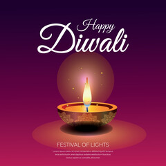 Happy Diwali Diya Vector Festival Banner Decorative Deepavali Background