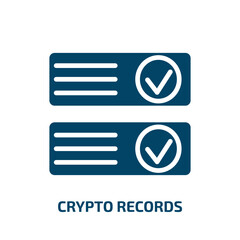 crypto records icon from cryptocurrency collection. Filled crypto records, digital, blockchain glyph icons isolated on white background. Black vector crypto records sign, symbol for web design and
