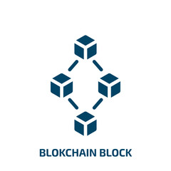 blokchain block icon from cryptocurrency collection. Filled blokchain block, block, business glyph icons isolated on white background. Black vector blokchain block sign, symbol for web design and