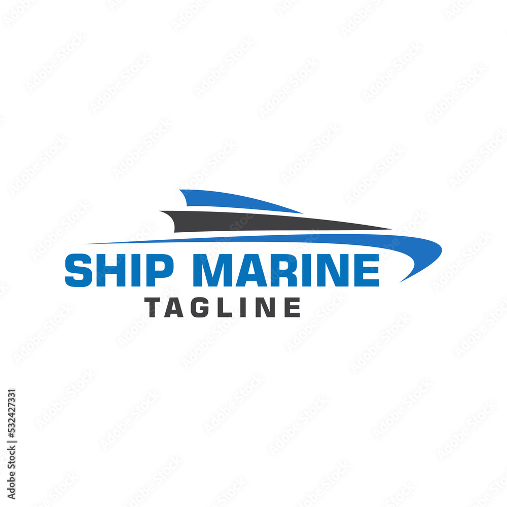 Sticker ship line logo template design creative idea