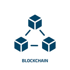 Obraz premium blockchain icon from cryptocurrency collection. Filled blockchain, currency, payment glyph icons isolated on white background. Black vector blockchain sign, symbol for web design and mobile apps