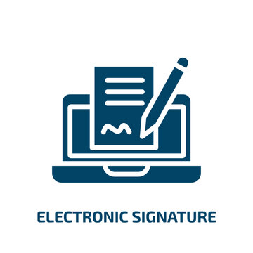 Electronic Signature Icon From Electronic Devices Collection. Filled Electronic Signature, Digital, Signature Glyph Icons Isolated On White Background. Black Vector Electronic Signature Sign, Symbol