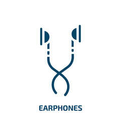 earphones icon from electronic devices collection. Filled earphones, music, headset glyph icons isolated on white background. Black vector earphones sign, symbol for web design and mobile apps