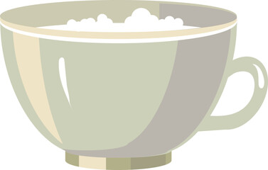 Cappuchino in ceramic cup. Cartoon hot drink mug icon