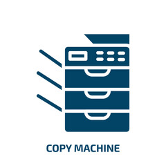 copy machine icon from electronic devices collection. Filled copy machine, computer, paper glyph icons isolated on white background. Black vector copy machine sign, symbol for web design and mobile