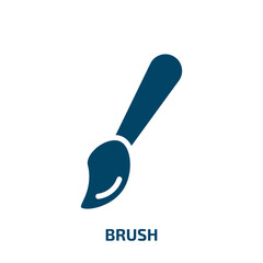 brush icon from construction collection. Filled brush, tool, paint glyph icons isolated on white background. Black vector brush sign, symbol for web design and mobile apps