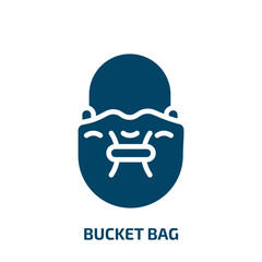 Naklejka premium bucket bag icon from clothes collection. Filled bucket bag, bag, bucket glyph icons isolated on white background. Black vector bucket bag sign, symbol for web design and mobile apps