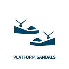 platform sandals icon from clothes collection. Filled platform sandals, women, platform glyph icons isolated on white background. Black vector platform sandals sign, symbol for web design and mobile