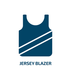 jersey blazer icon from clothes collection. Filled jersey blazer, clothes, fashion glyph icons isolated on white background. Black vector jersey blazer sign, symbol for web design and mobile apps