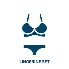 lingerine set icon from clothes collection. Filled lingerine set, fashion, feminine glyph icons isolated on white background. Black vector lingerine set sign, symbol for web design and mobile apps