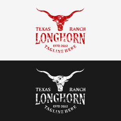logo vintage grunge longhorn texas ranch
