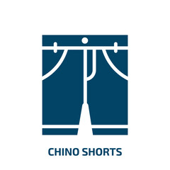 chino shorts icon from clothes collection. Filled chino shorts, fashion, pants glyph icons isolated on white background. Black vector chino shorts sign, symbol for web design and mobile apps