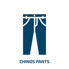 chinos pants icon from clothes collection. Filled chinos pants, clothing, fashion glyph icons isolated on white background. Black vector chinos pants sign, symbol for web design and mobile apps