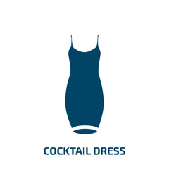 cocktail dress icon from clothes collection. Filled cocktail dress, dress, cocktail glyph icons isolated on white background. Black vector cocktail dress sign, symbol for web design and mobile apps