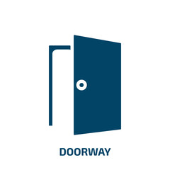 doorway icon from cinema collection. Filled doorway, door, entrance glyph icons isolated on white background. Black vector doorway sign, symbol for web design and mobile apps