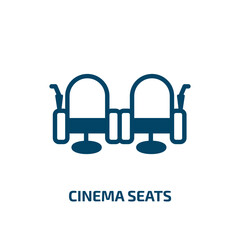 cinema seats icon from cinema collection. Filled cinema seats, movie, ticket glyph icons isolated on white background. Black vector cinema seats sign, symbol for web design and mobile apps