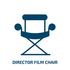 director film chair icon from cinema collection. Filled director film chair, movie, entertainment glyph icons isolated on white background. Black vector director film chair sign, symbol for web design