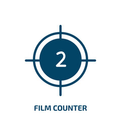 film counter icon from cinema collection. Filled film counter, counter, film glyph icons isolated on white background. Black vector film counter sign, symbol for web design and mobile apps