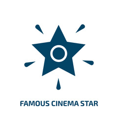 famous cinema star icon from cinema collection. Filled famous cinema star, cinema, famous glyph icons isolated on white background. Black vector famous cinema star sign, symbol for web design and