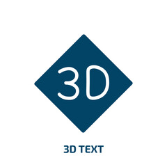 3d text icon from cinema collection. Filled 3d text, business, message glyph icons isolated on white background. Black vector 3d text sign, symbol for web design and mobile apps